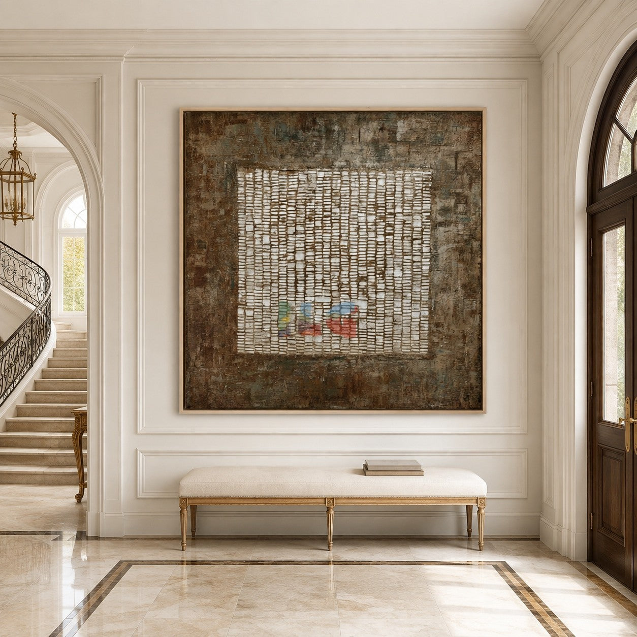 Weathered Grid Memory – Abstract Industrial Textured Wall Art