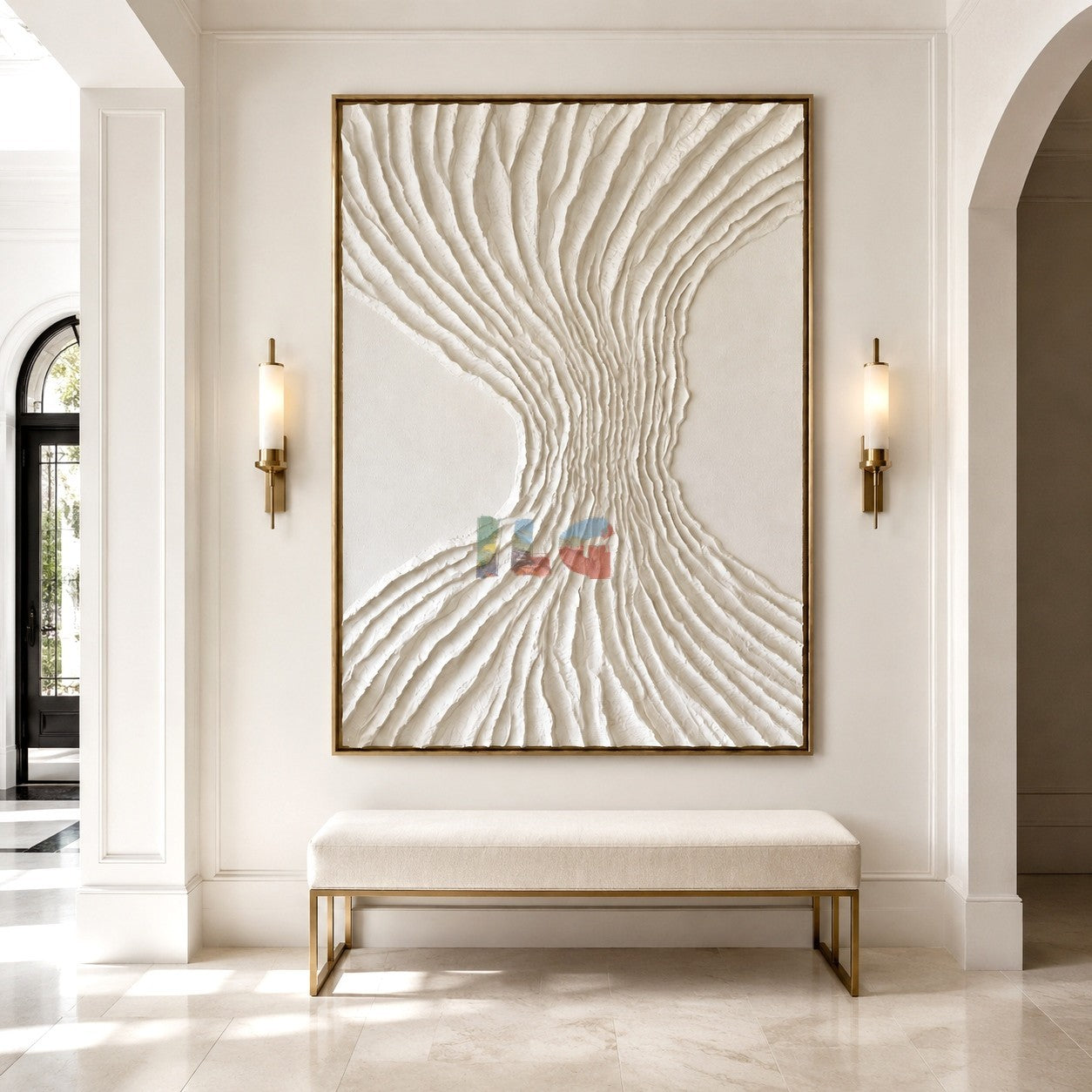 Ivory Flowing Roots – Minimalist Organic Textured Wall Art