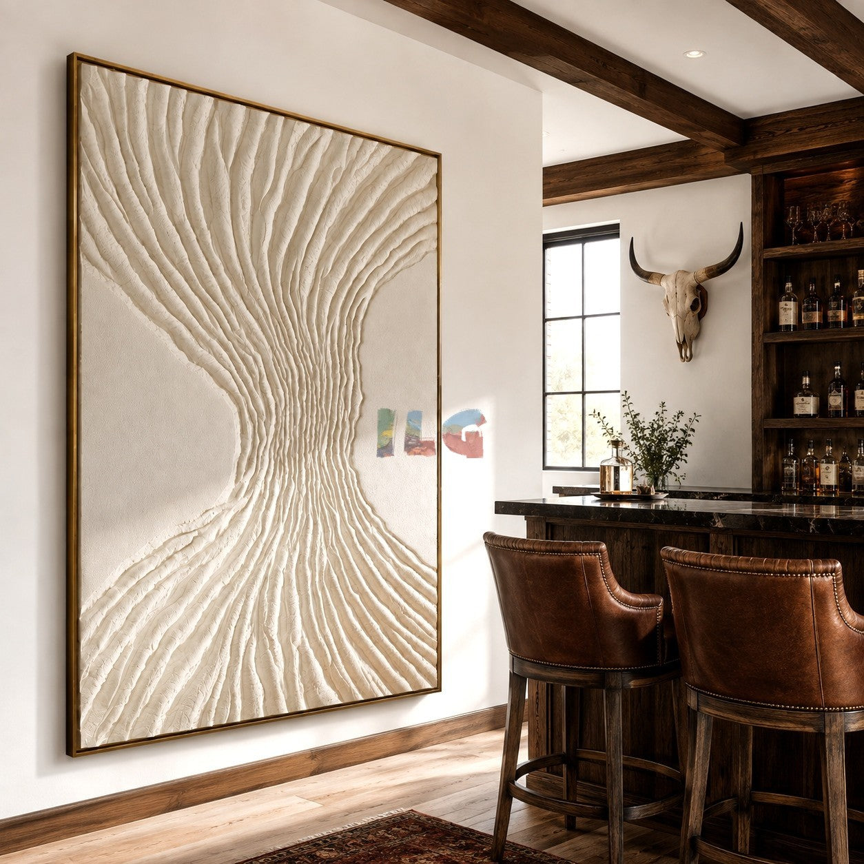 Ivory Flowing Roots – Minimalist Organic Textured Wall Art