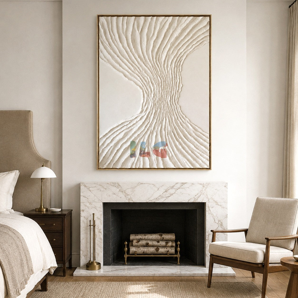 Ivory Flowing Roots – Minimalist Organic Textured Wall Art