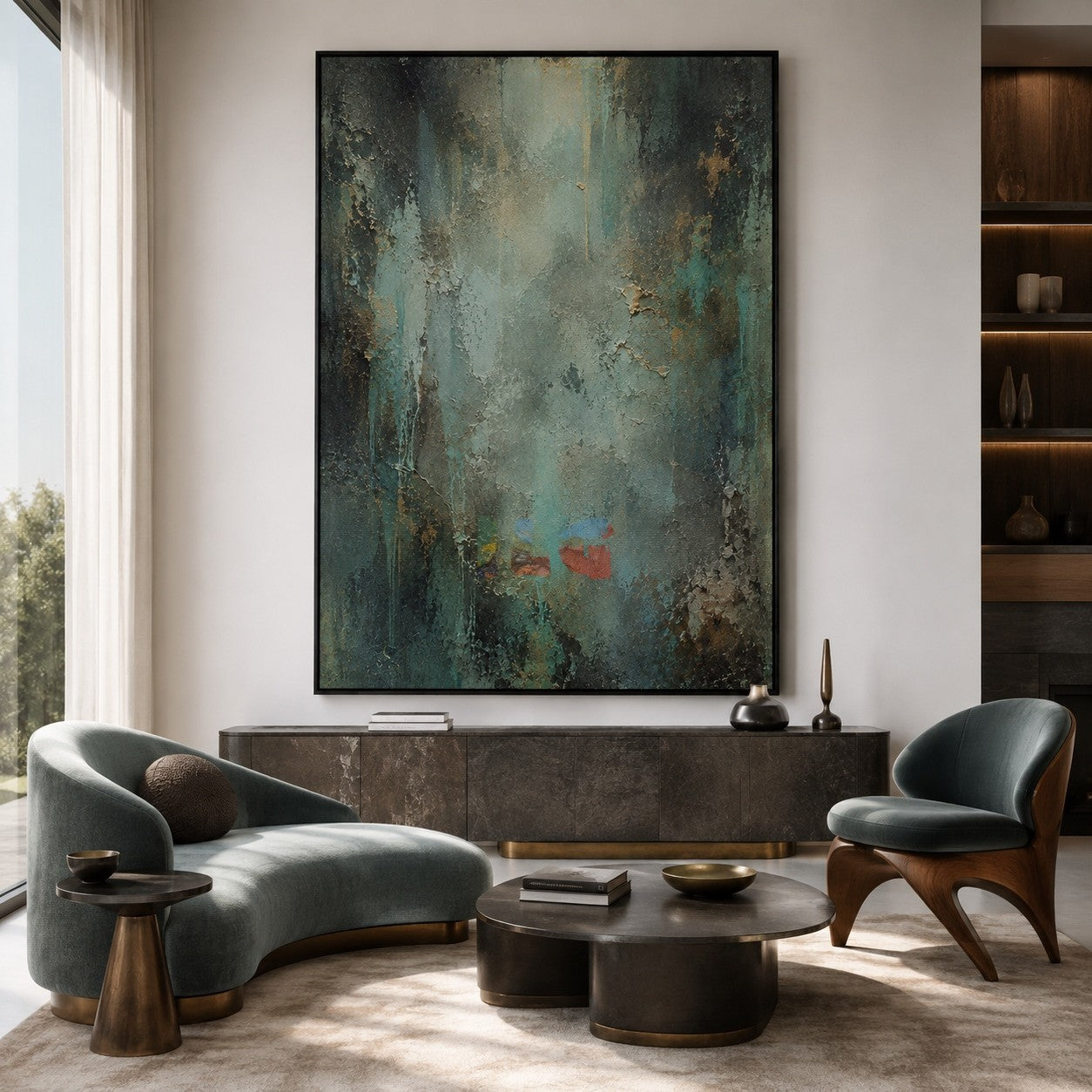 Emerald Mist Depths – Abstract Organic Textured Wall Art