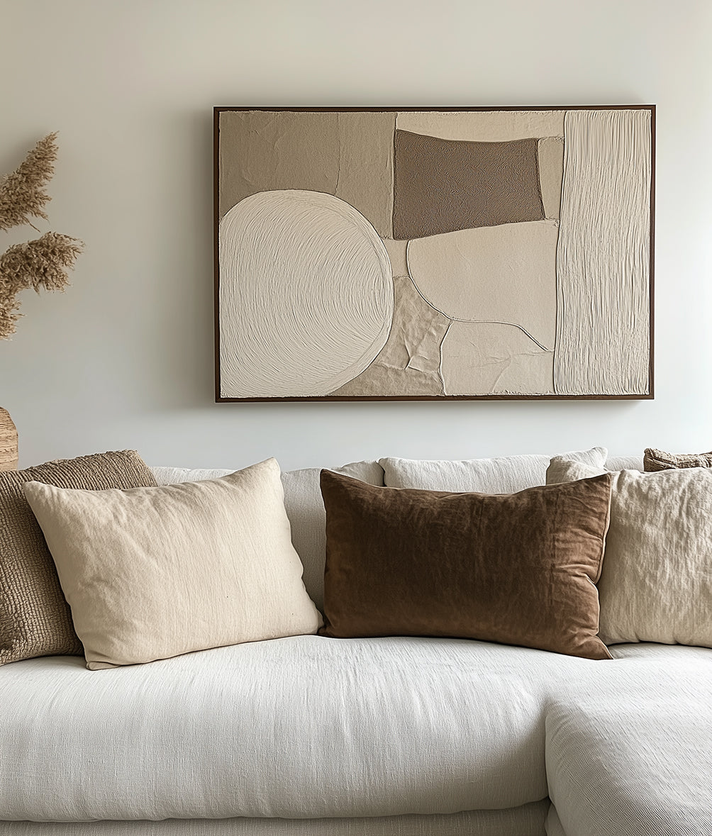 Minimalist abstract oil painting with neutral tones