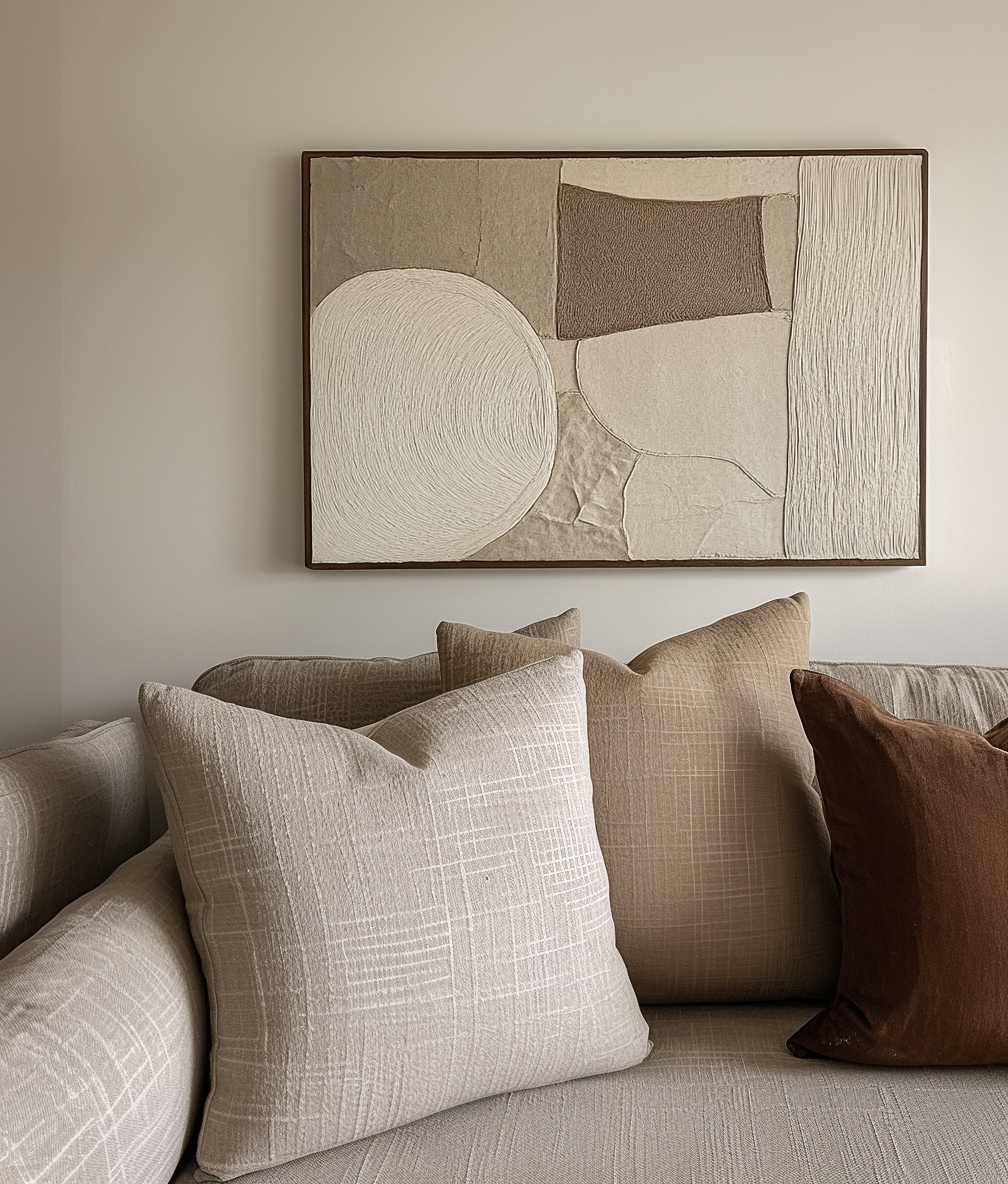 Minimalist abstract oil painting with neutral tones