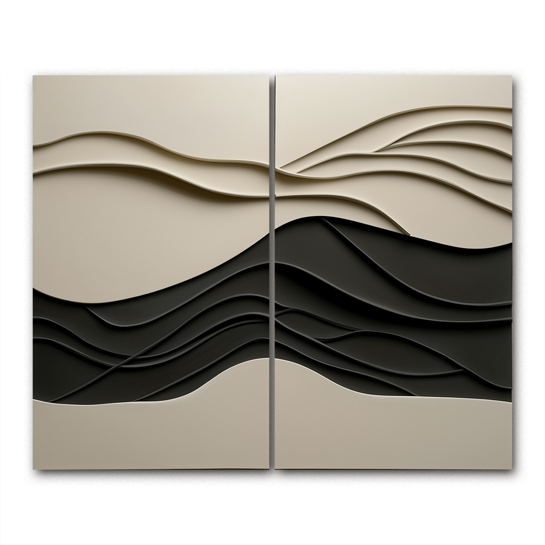 Modern Abstract 2-Piece Wall Art Set - 3D Textured Wave Pattern Decor for Home