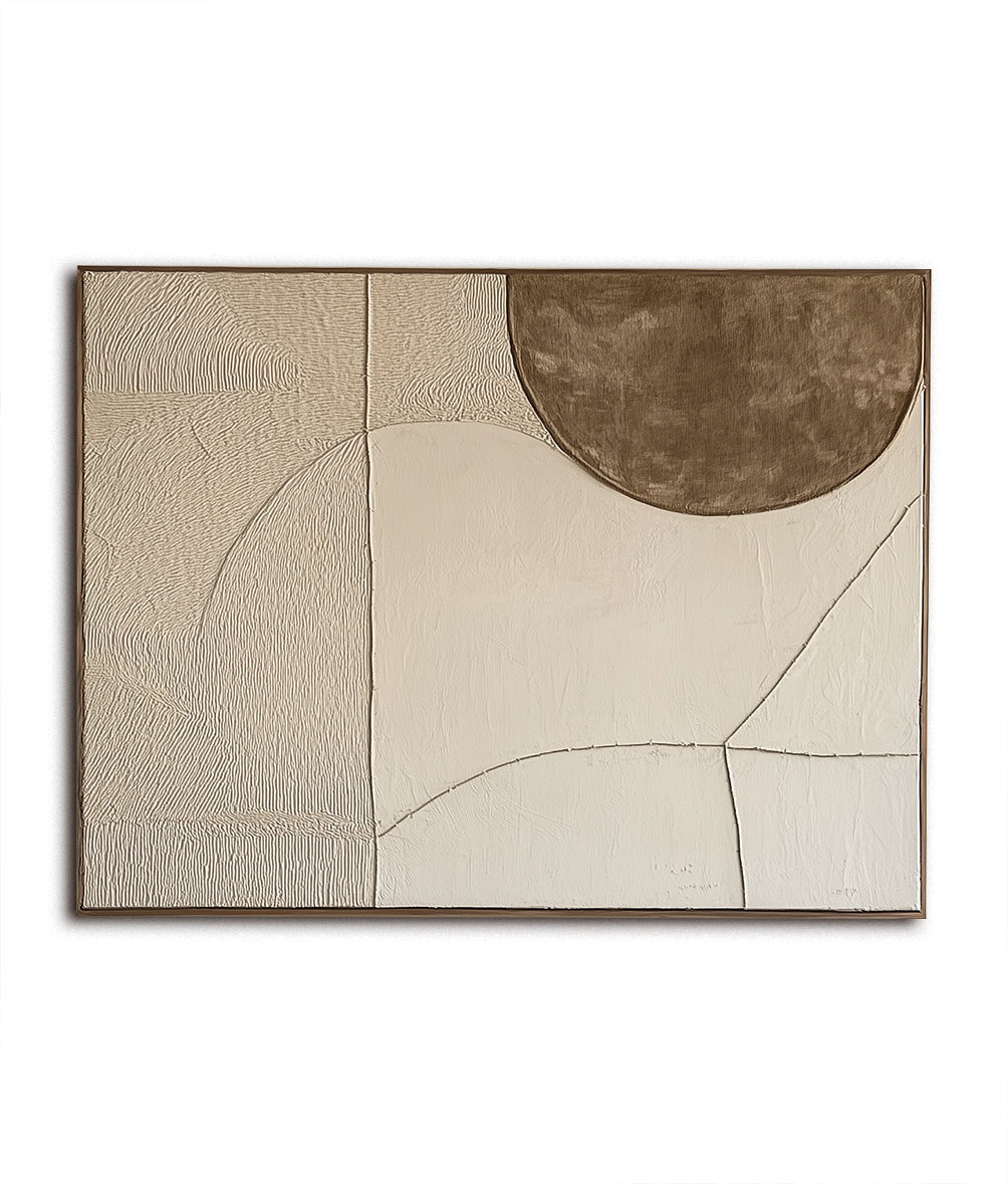 Modern Abstract Geometric Wall Art: Textured Neutral Tones with Curved Forms for Modern Interiors