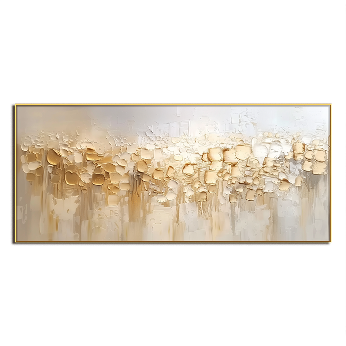 View of Neutral Warm Tones Textured Abstract Oil Painting - Modern Wall Art for Home Decoration