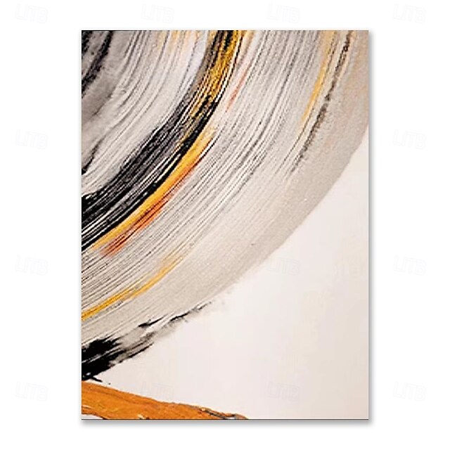 Textured Abstract Vertical Canvas Wall Art: Gold, Black & Orange Brushstroke Decor for Modern Home Interiors