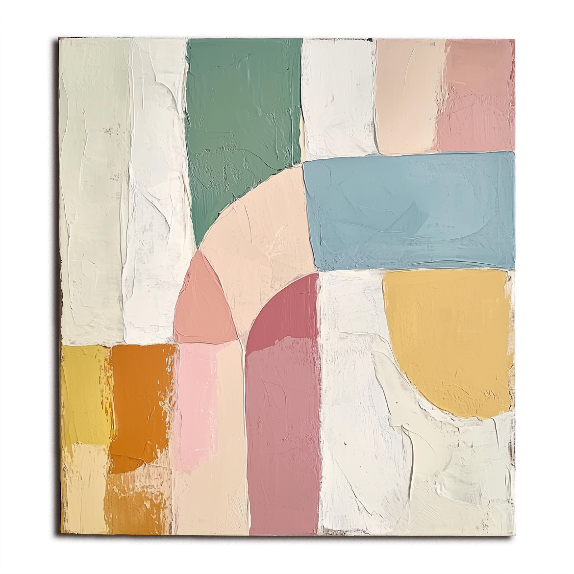 Textured Abstract Wall Art - Soft Pastel Geometric Color Blocks for Modern Home Decor