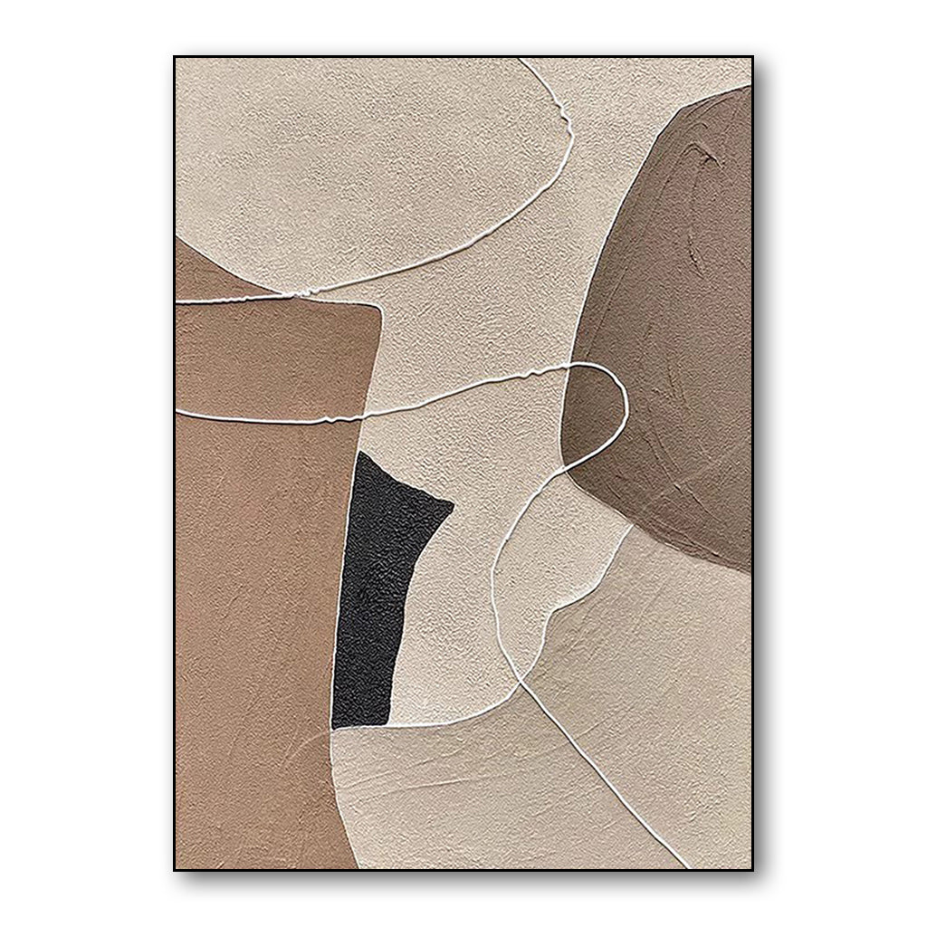 Textured Geometric Abstract Wall Art - Neutral Earth Tones Minimalist Decor for Contemporary Homes