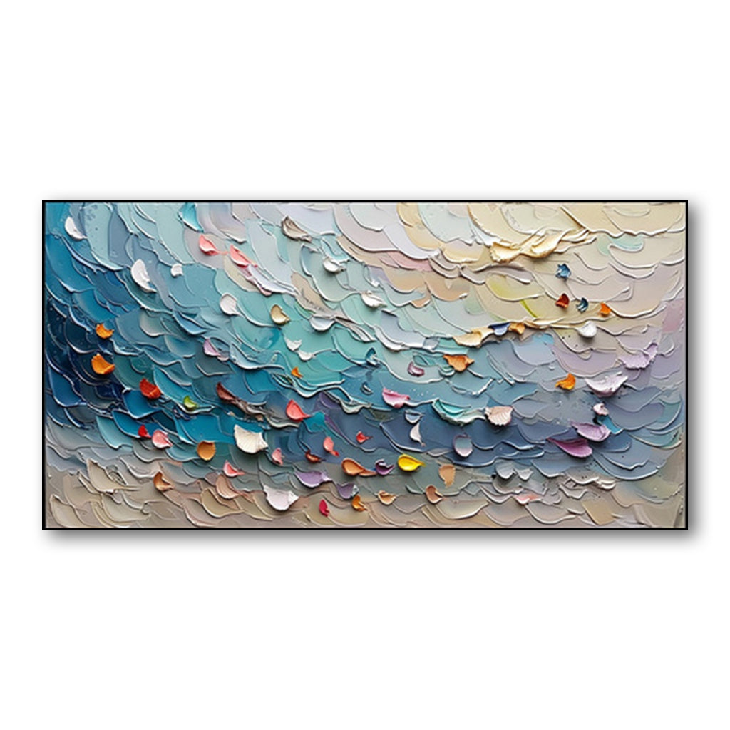 Textured Impasto Oil Painting - Colorful Abstract Wave - Inspired Wall Art for Home Decor