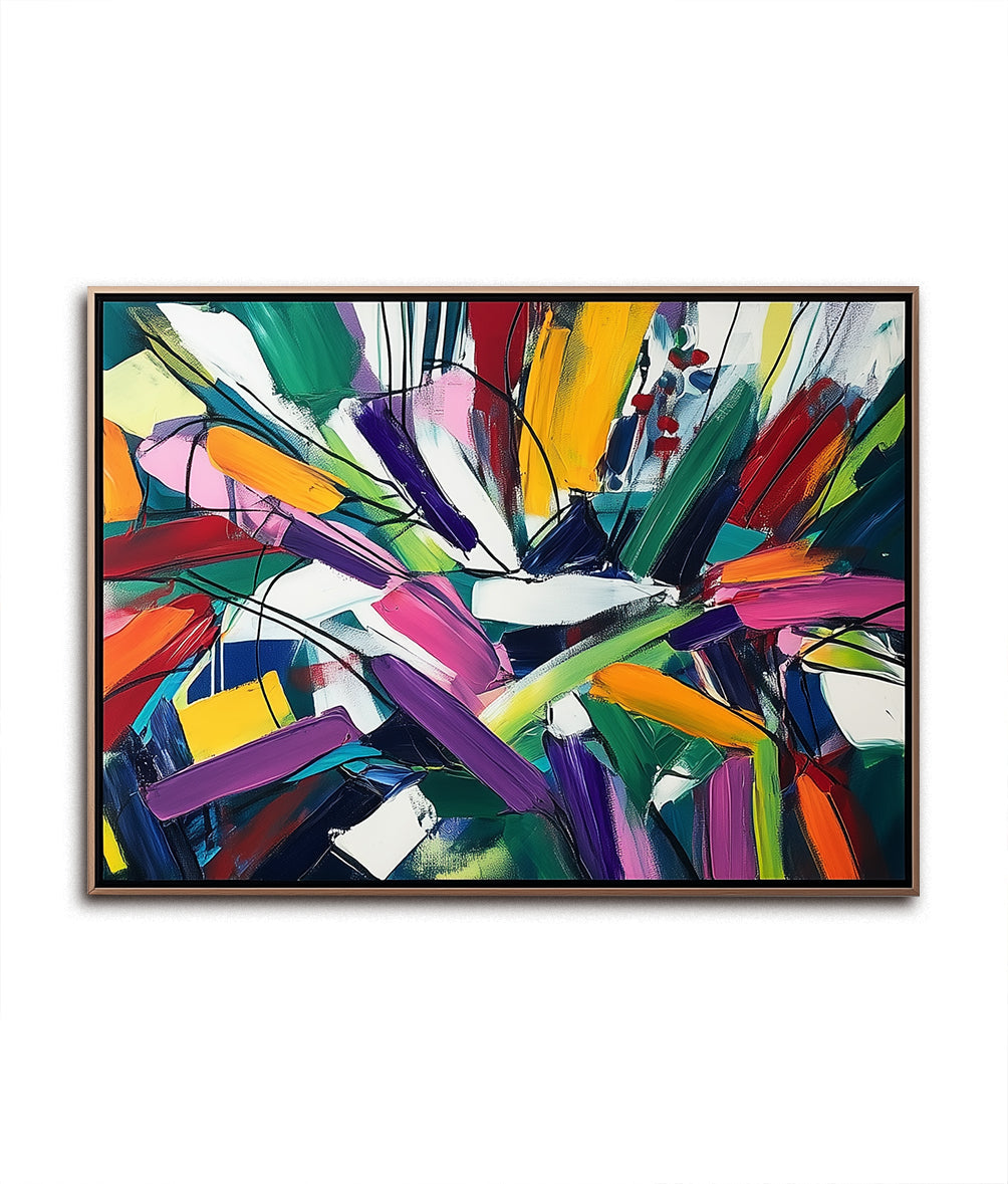 Vibrant Abstract Expressionist Wall Art: Bold Colorful Brushstrokes for Modern Home Decor