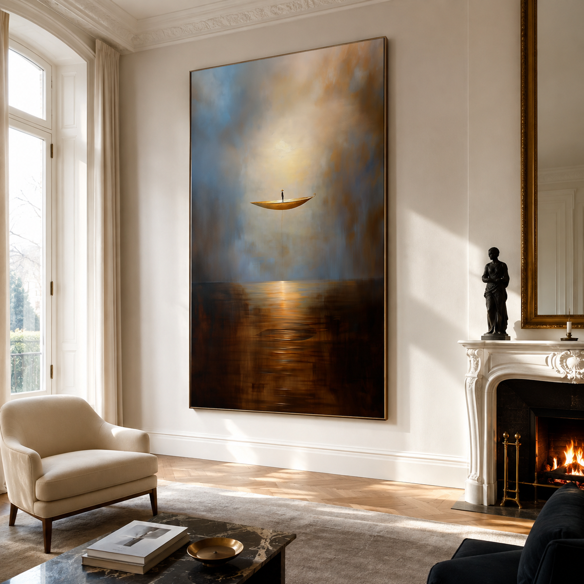 Solitude Voyage - Calming Abstract Minimalist Oil Painting for Modern Interiors