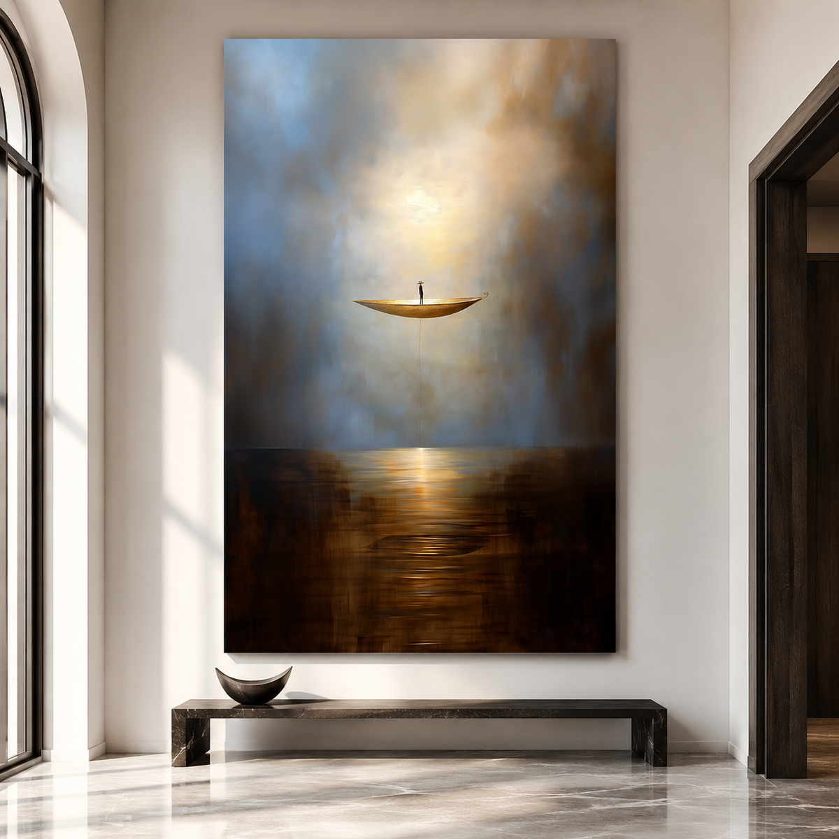 Solitude Voyage - Calming Abstract Minimalist Oil Painting for Modern Interiors