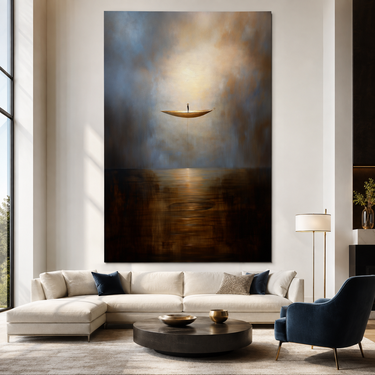 Solitude Voyage - Calming Abstract Minimalist Oil Painting for Modern Interiors