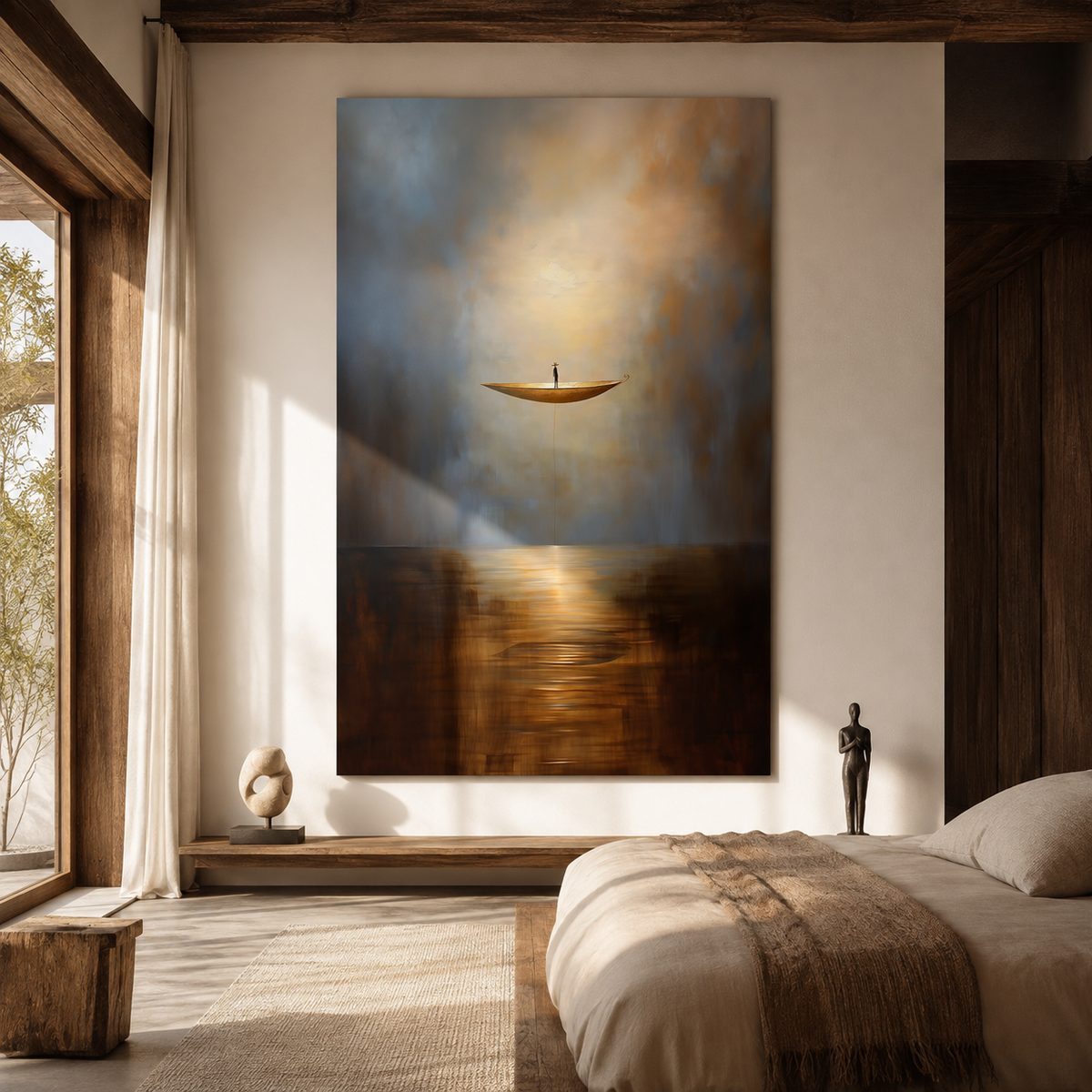 Solitude Voyage - Calming Abstract Minimalist Oil Painting for Modern Interiors