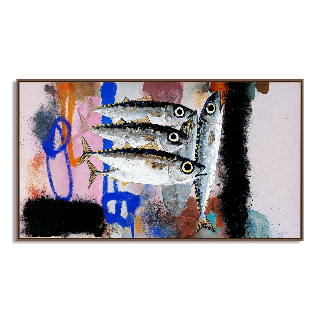 Vivid Catch — Abstract Fish Oil Painting, Colorful Textured Wall Art for Modern Decor