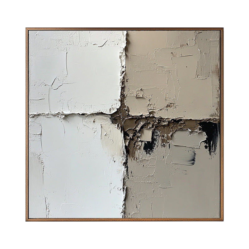 Wabi - Sabi Textured Abstract Wall Art | Neutral Tones Framed Canvas for Minimalist Home Decor