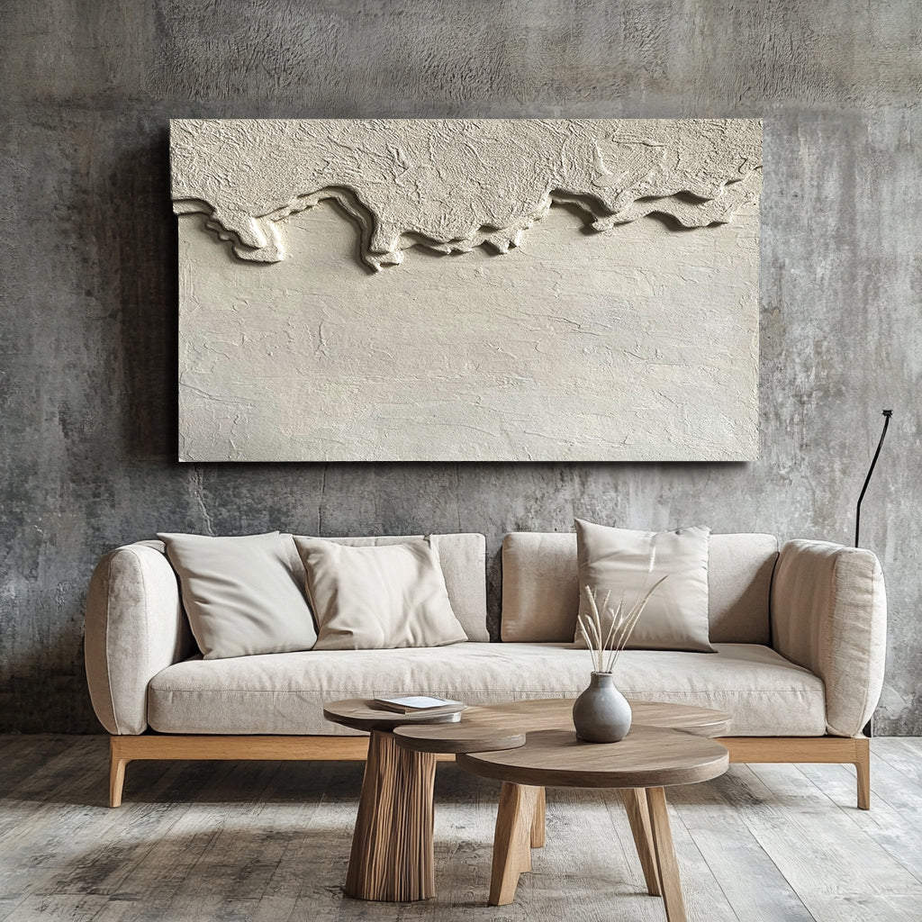 Wabi Sabi Beige Textured Oil Painting