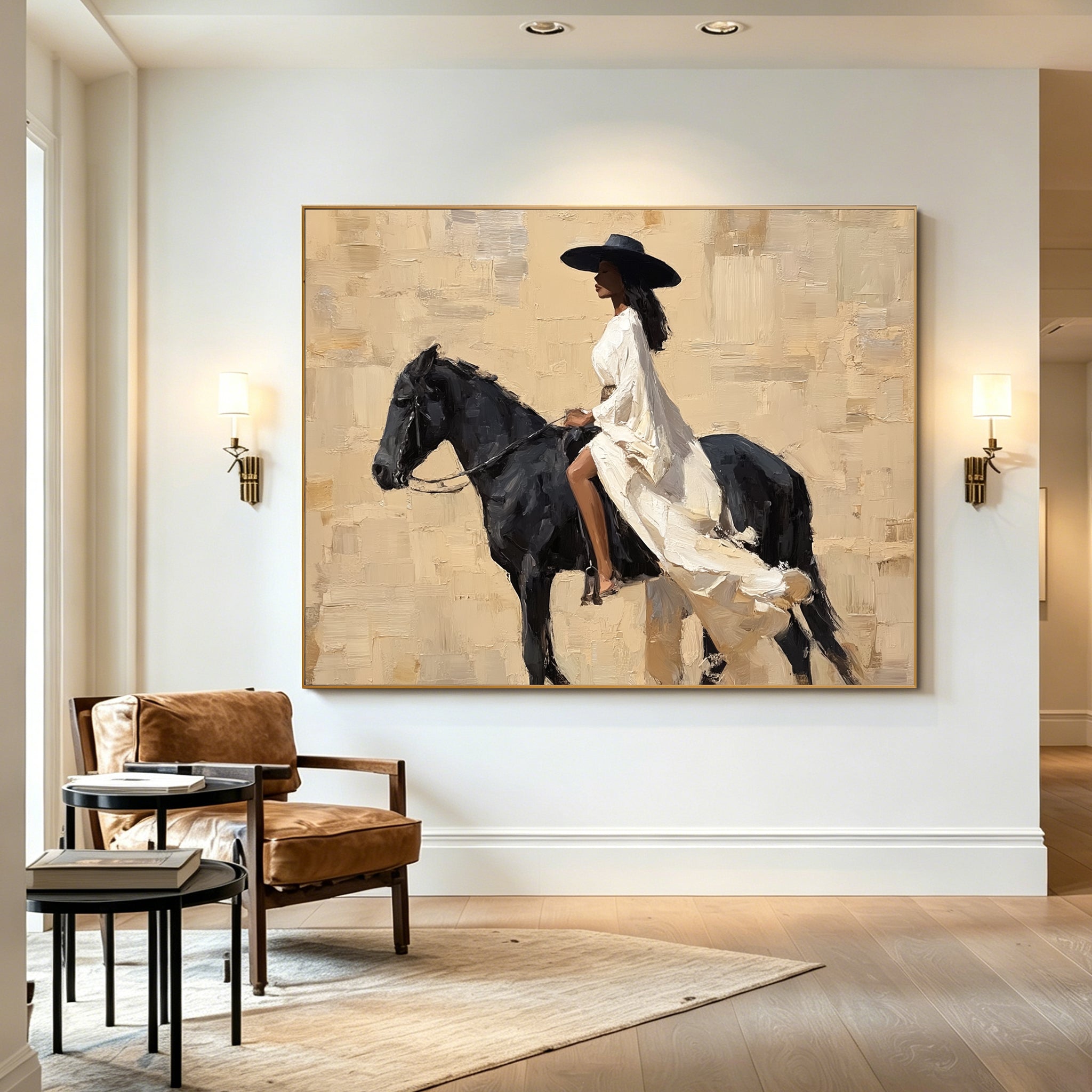Midnight Rider Black Horse Woman Figurative Wall Art Acoustic