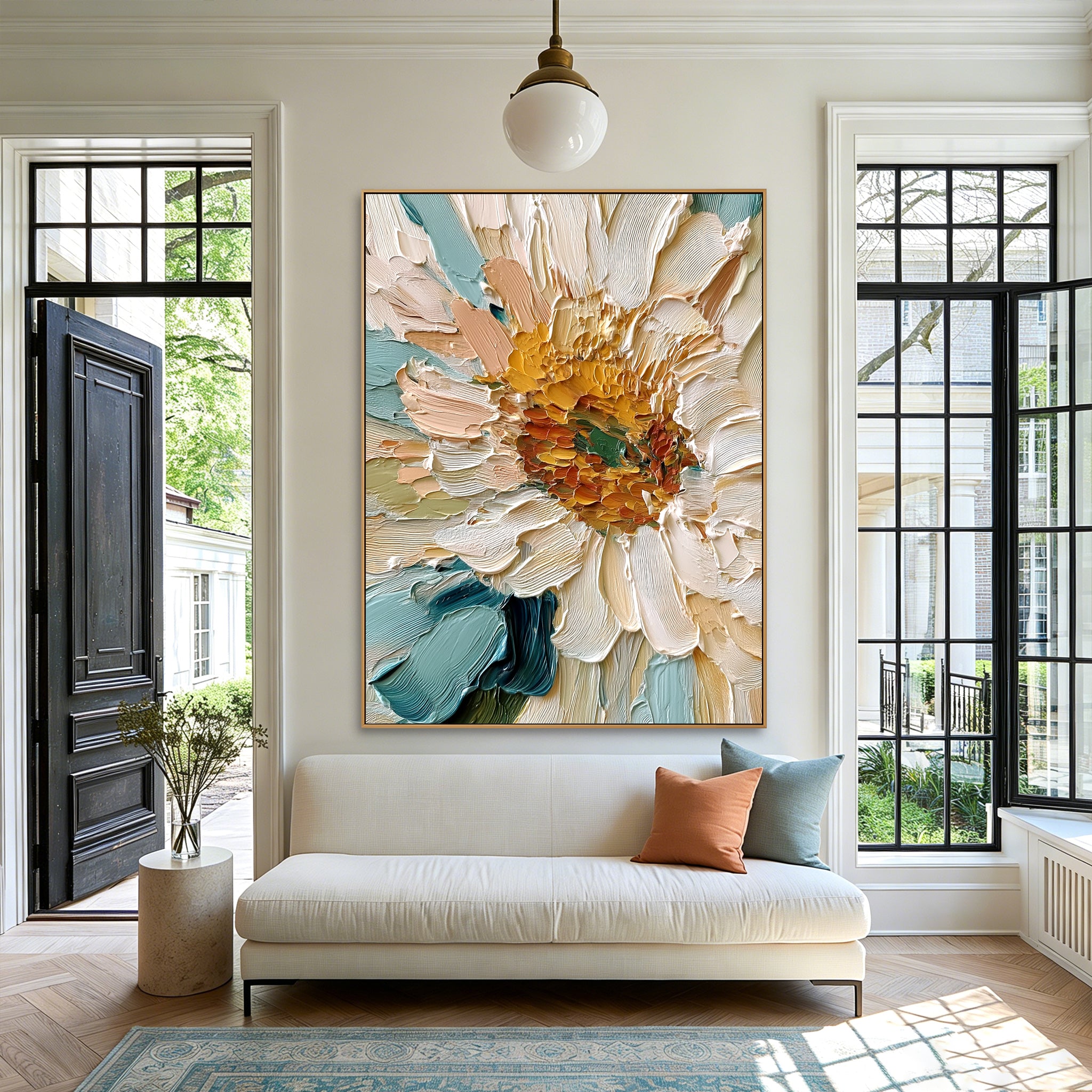 Ocean Bloom Reverie – Textured Floral Wall Art