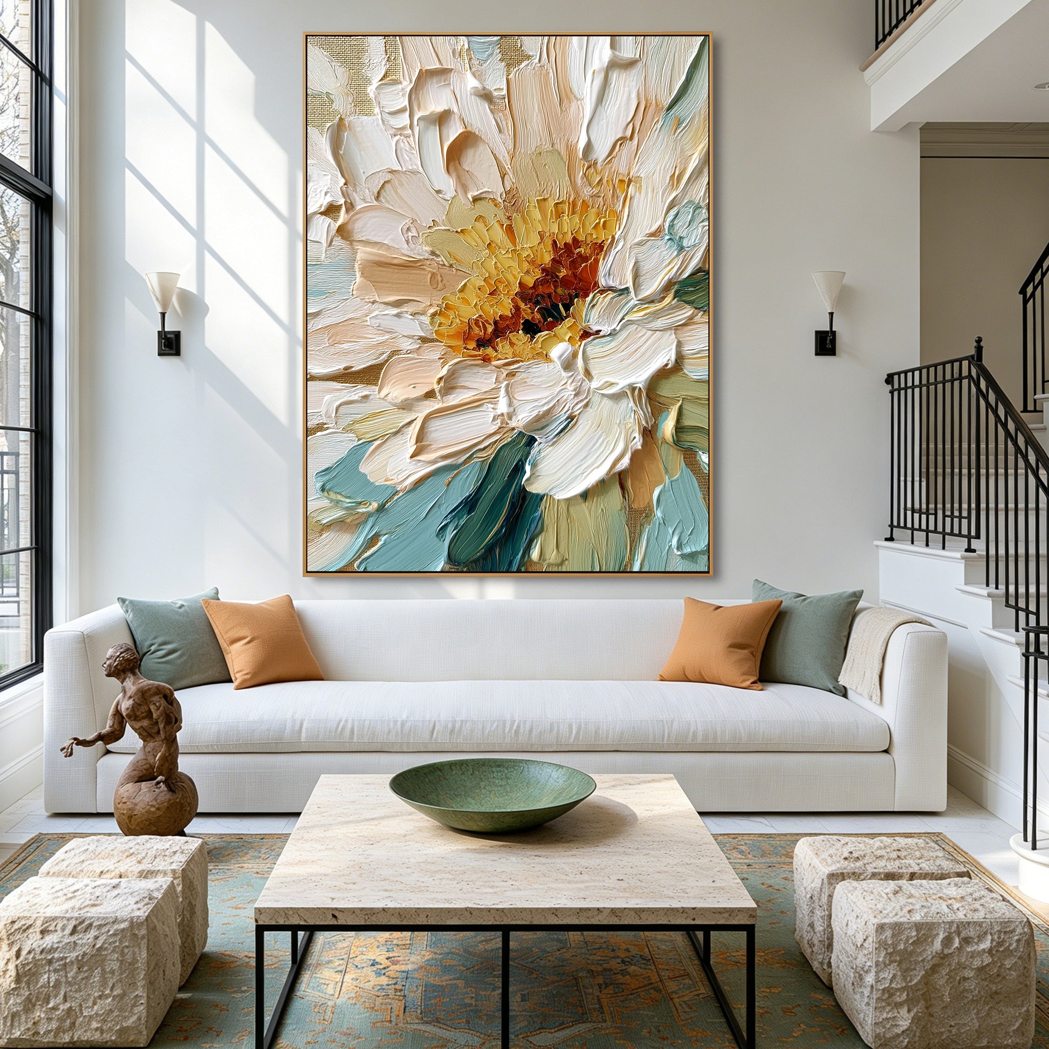 Ivory Garden Symphony – Textured Floral Wall Art