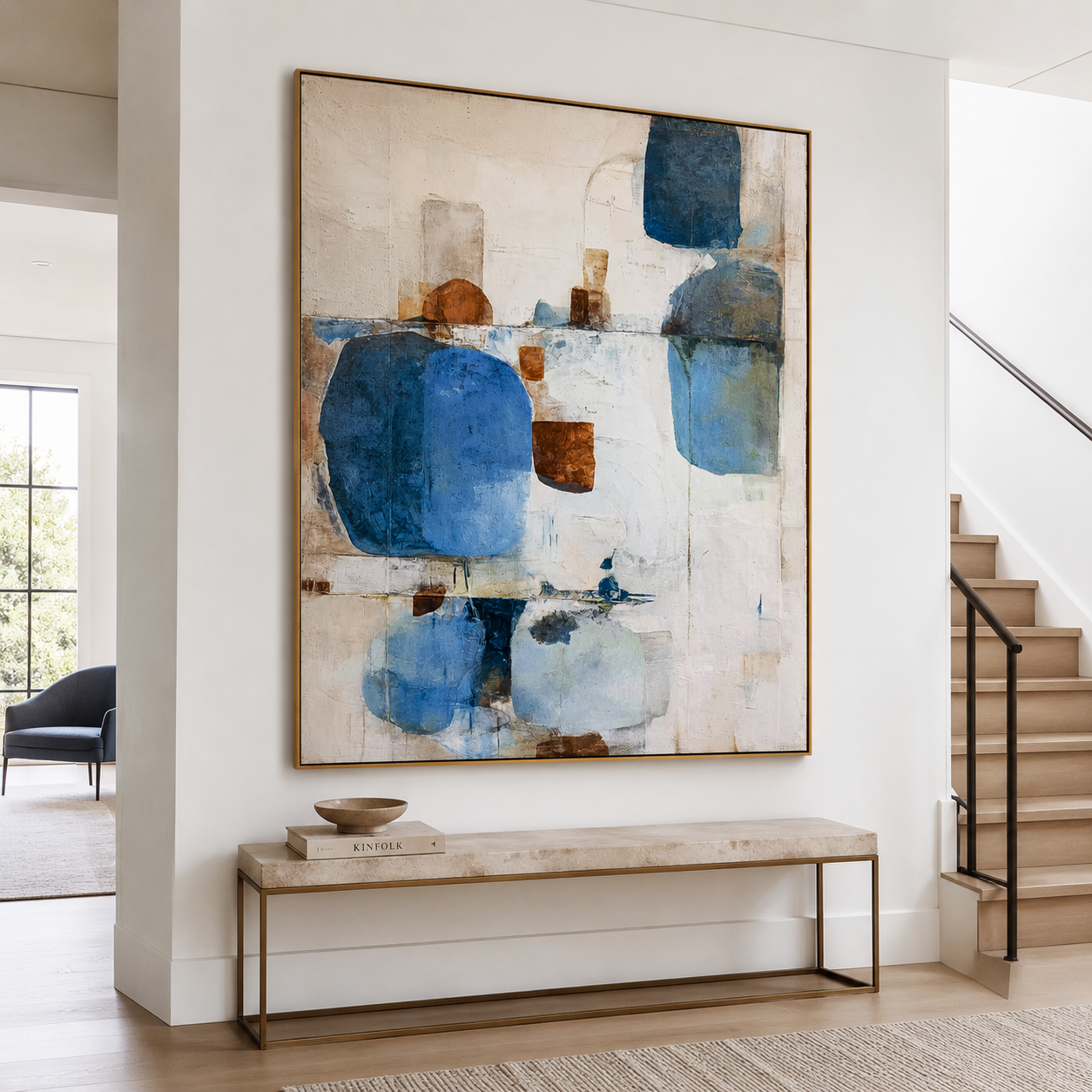 Azure Stillness Composition – Abstract Textured Wall Art