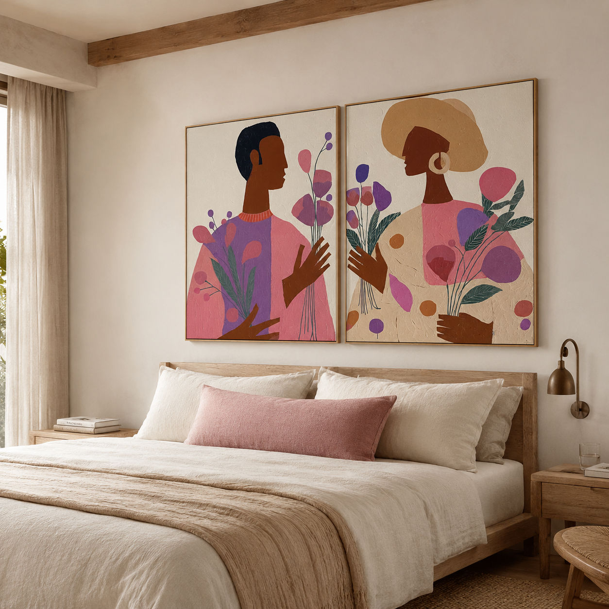 Blooming Dialogue – Botanical Couple Figurative Wall Art