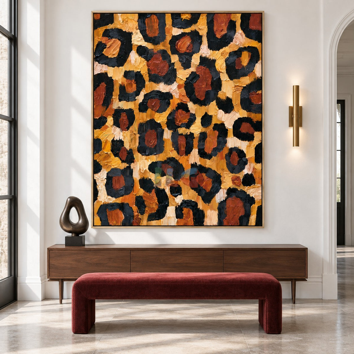 Amber Leopard Rhythm – Abstract Animal Print Texture Wall Art