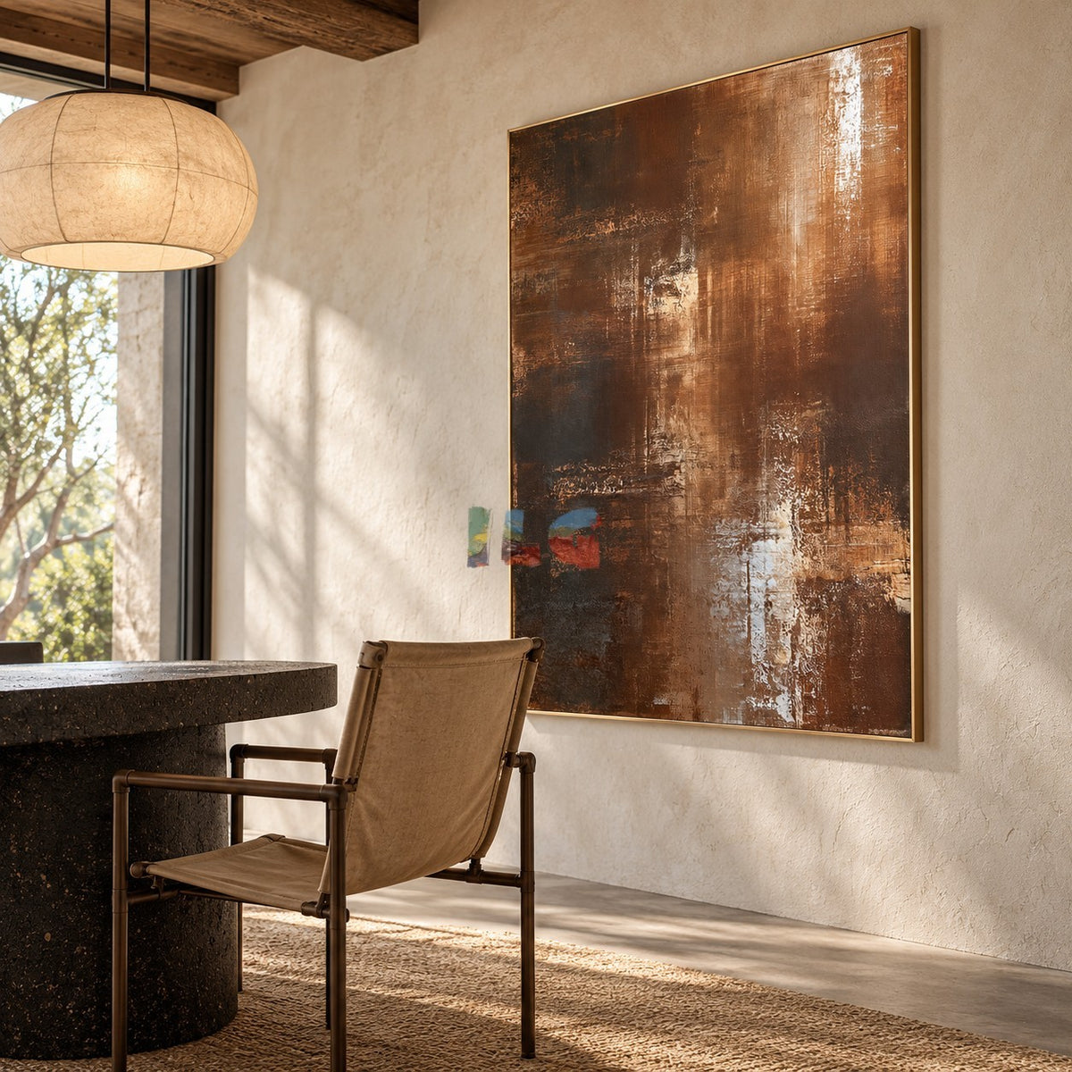 Bronze Nocturne – Metallic Copper Abstract Textured Wall Art