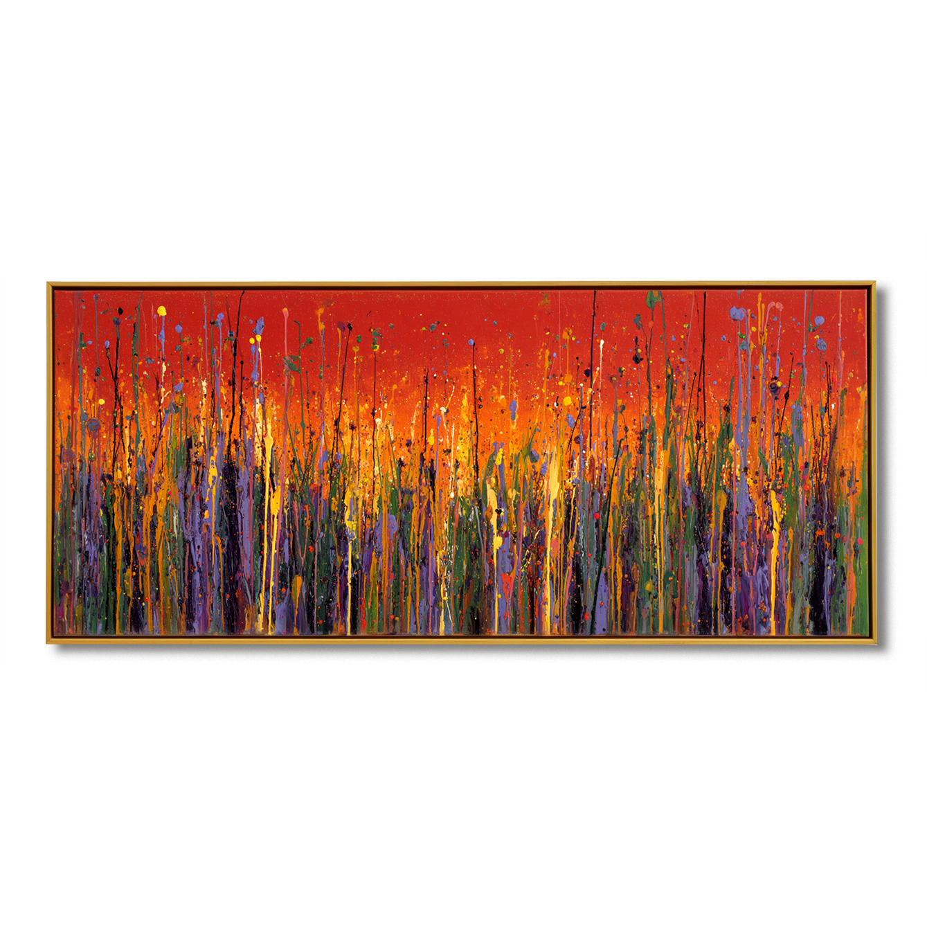 Ember Field - Large Textured Abstract Panoramic Oil Painting
