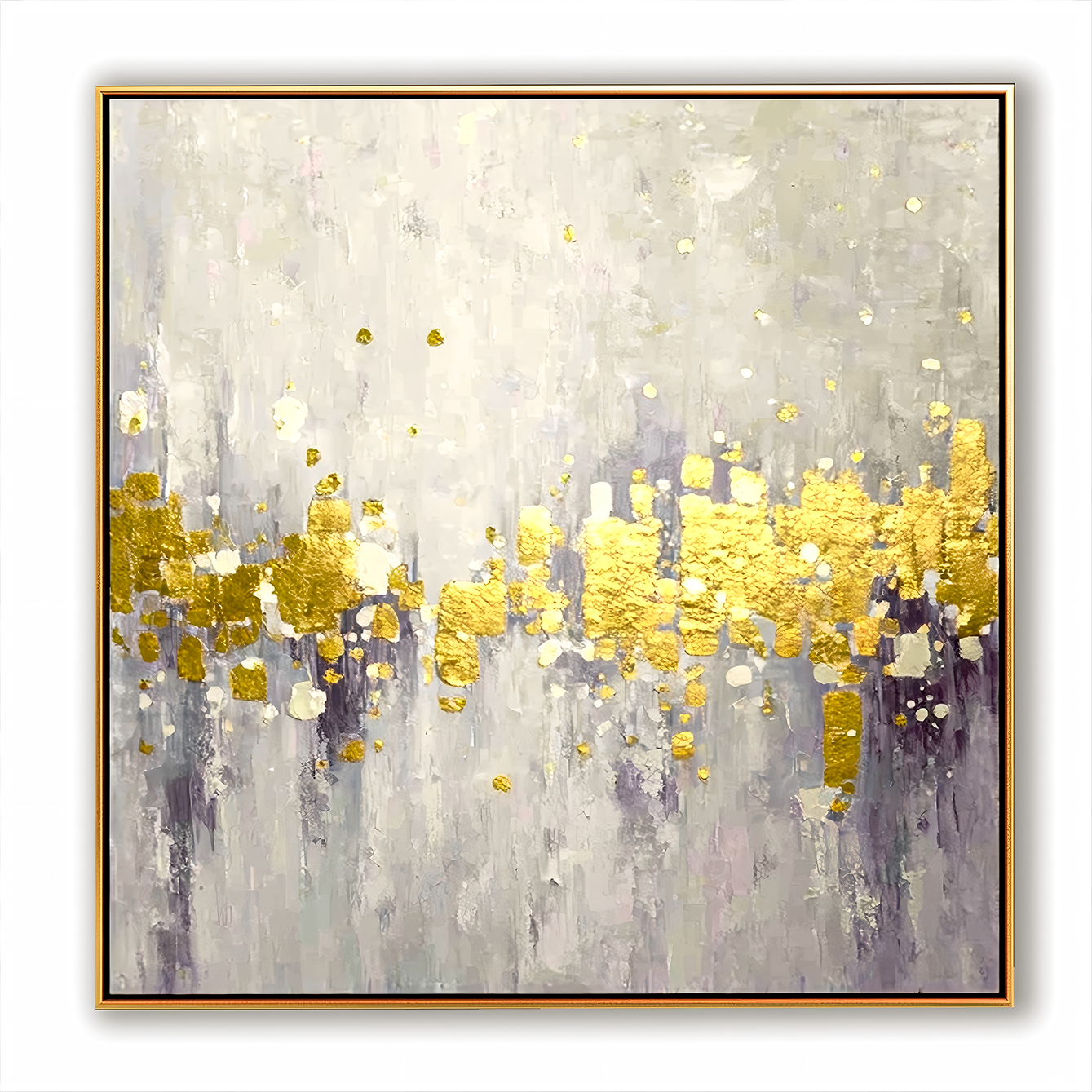 Golden Echoes - Abstract Gold Leaf Oil Painting, Modern Textured Canvas Wall Art