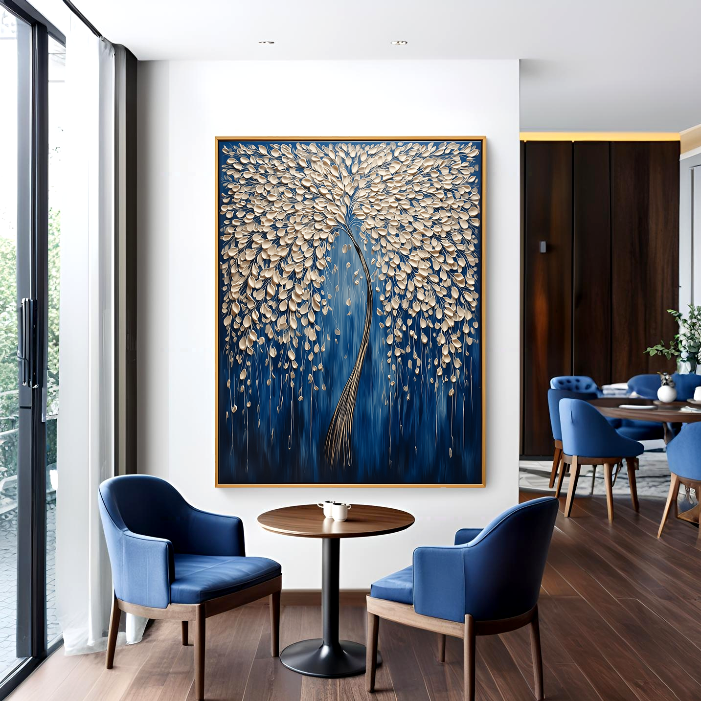 Golden Willow - Textured Abstract Tree Oil Painting