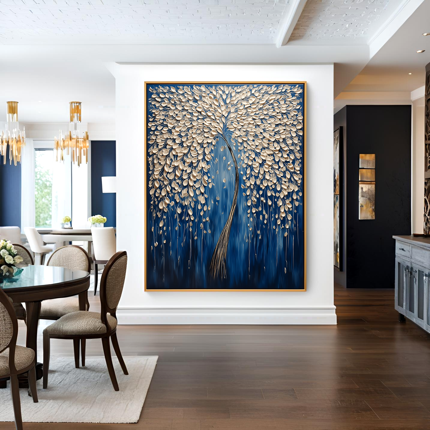 Golden Willow - Textured Abstract Tree Oil Painting