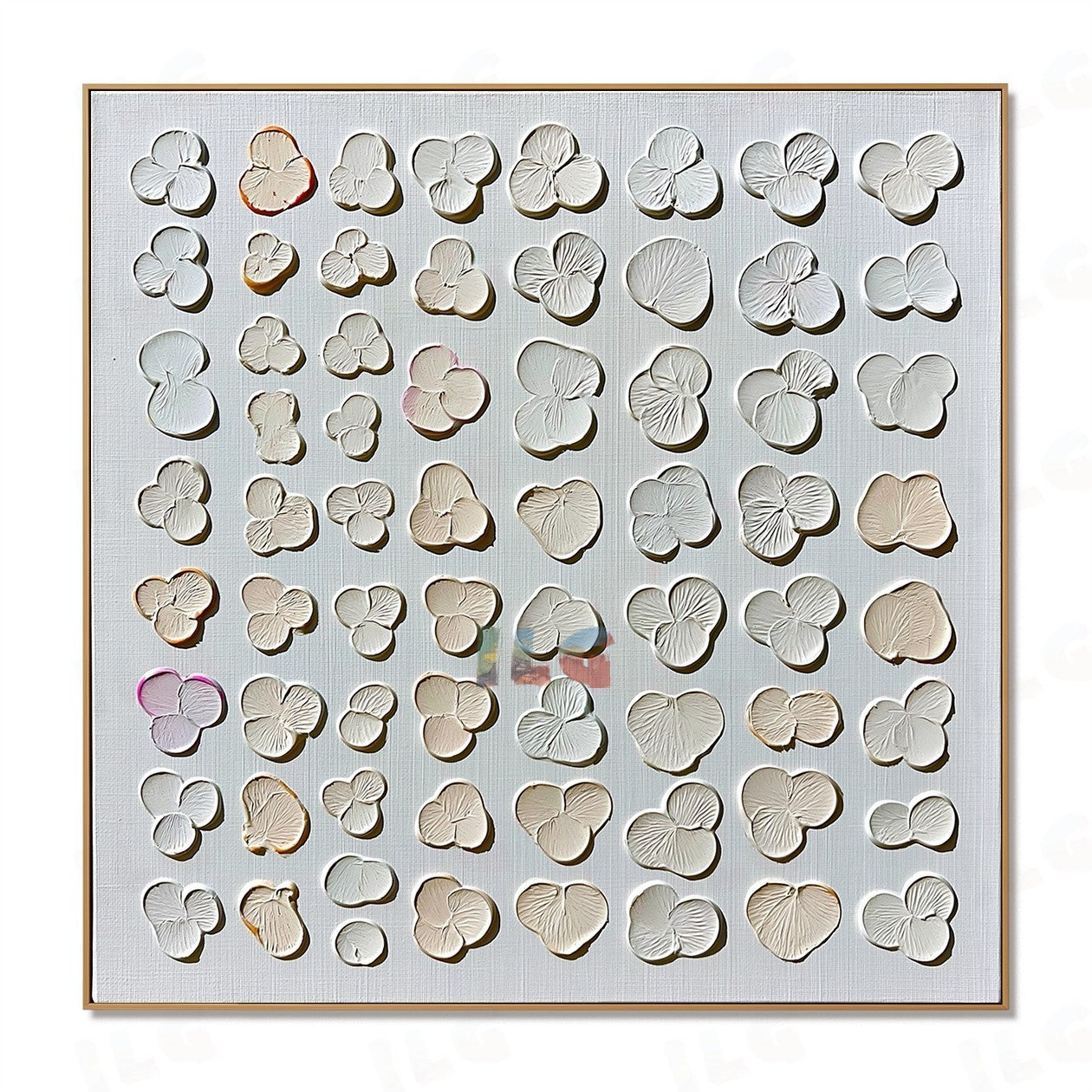 Ivory Bloom Grid – Abstract Textured Wall Art