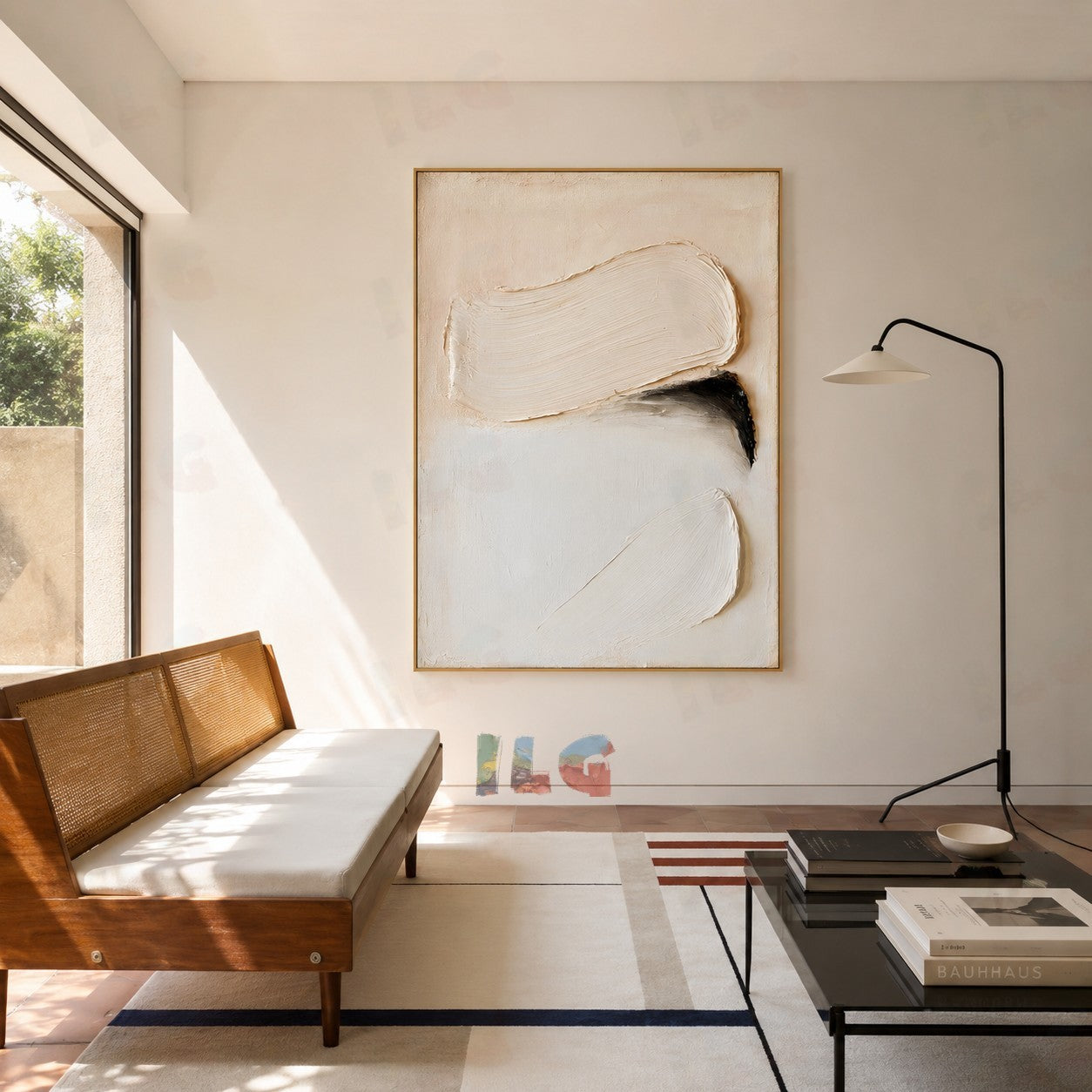 Layered Motion – Soft Arc Impasto Acoustic Wall Art