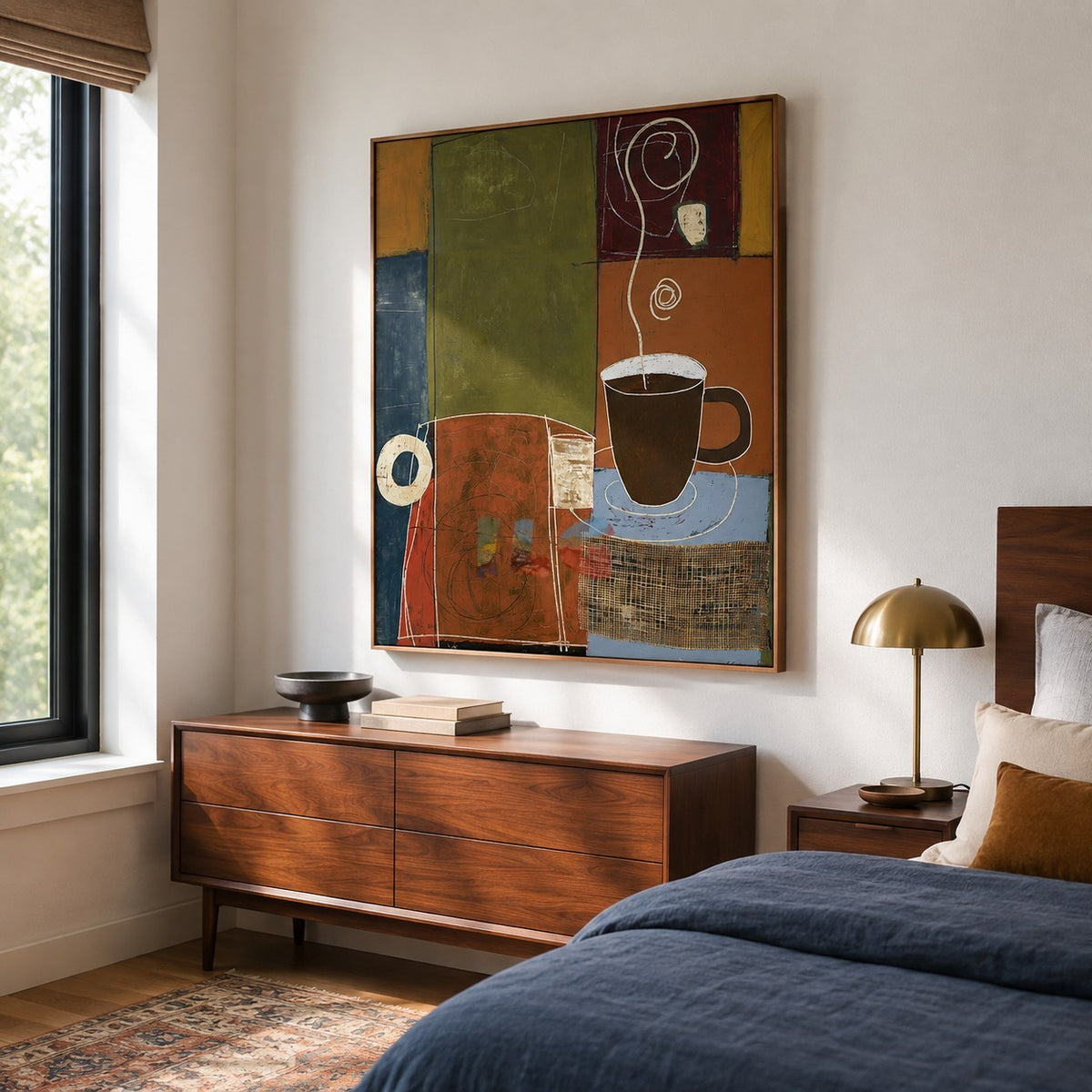 Morning Brew Geometry – Abstract Coffee Still Life Wall Art
