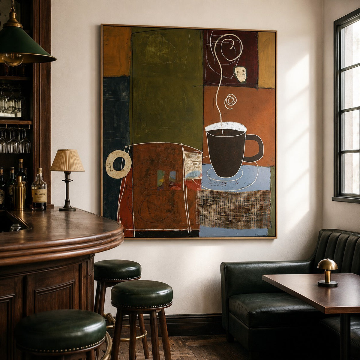 Morning Brew Geometry – Abstract Coffee Still Life Wall Art