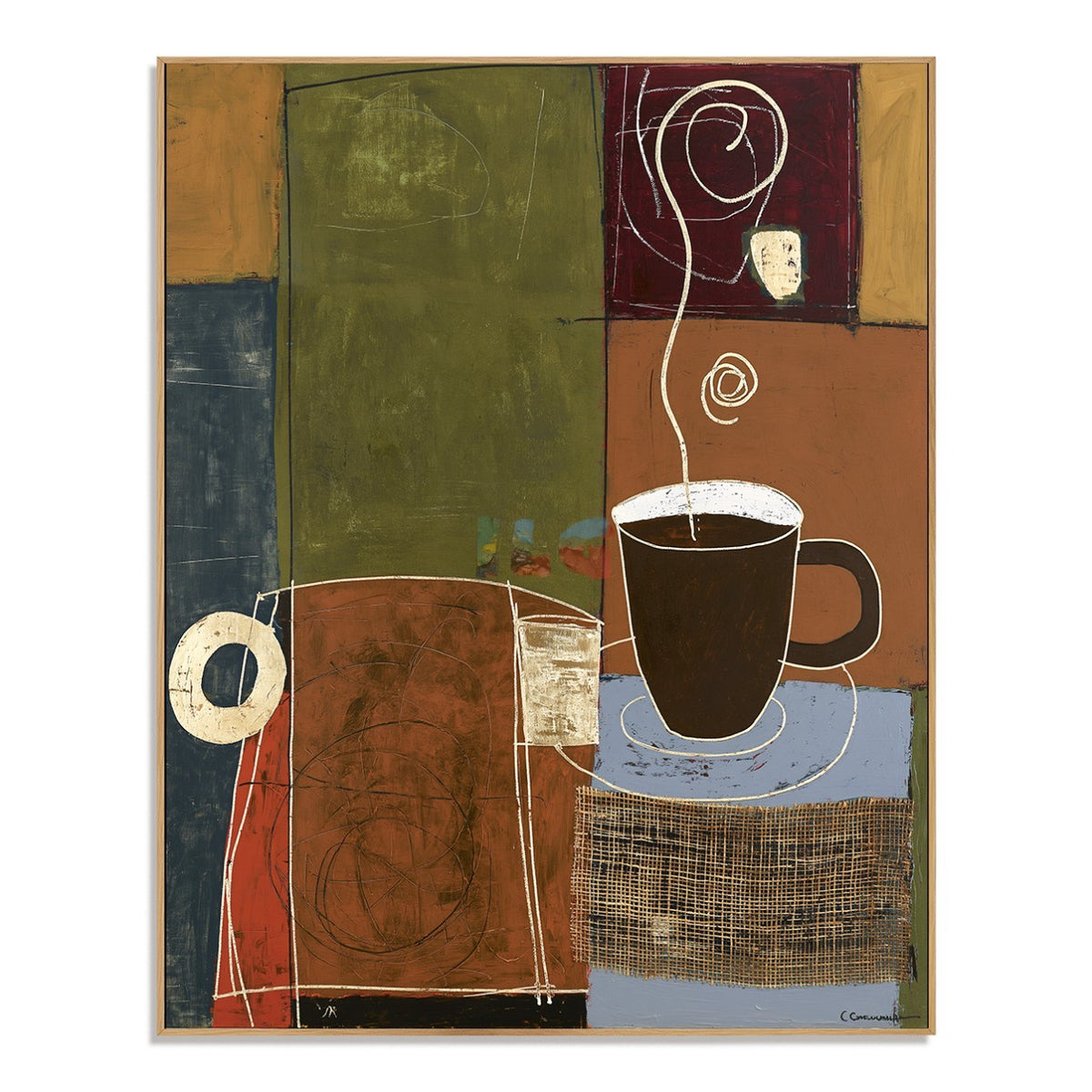Morning Brew Geometry – Abstract Coffee Still Life Wall Art