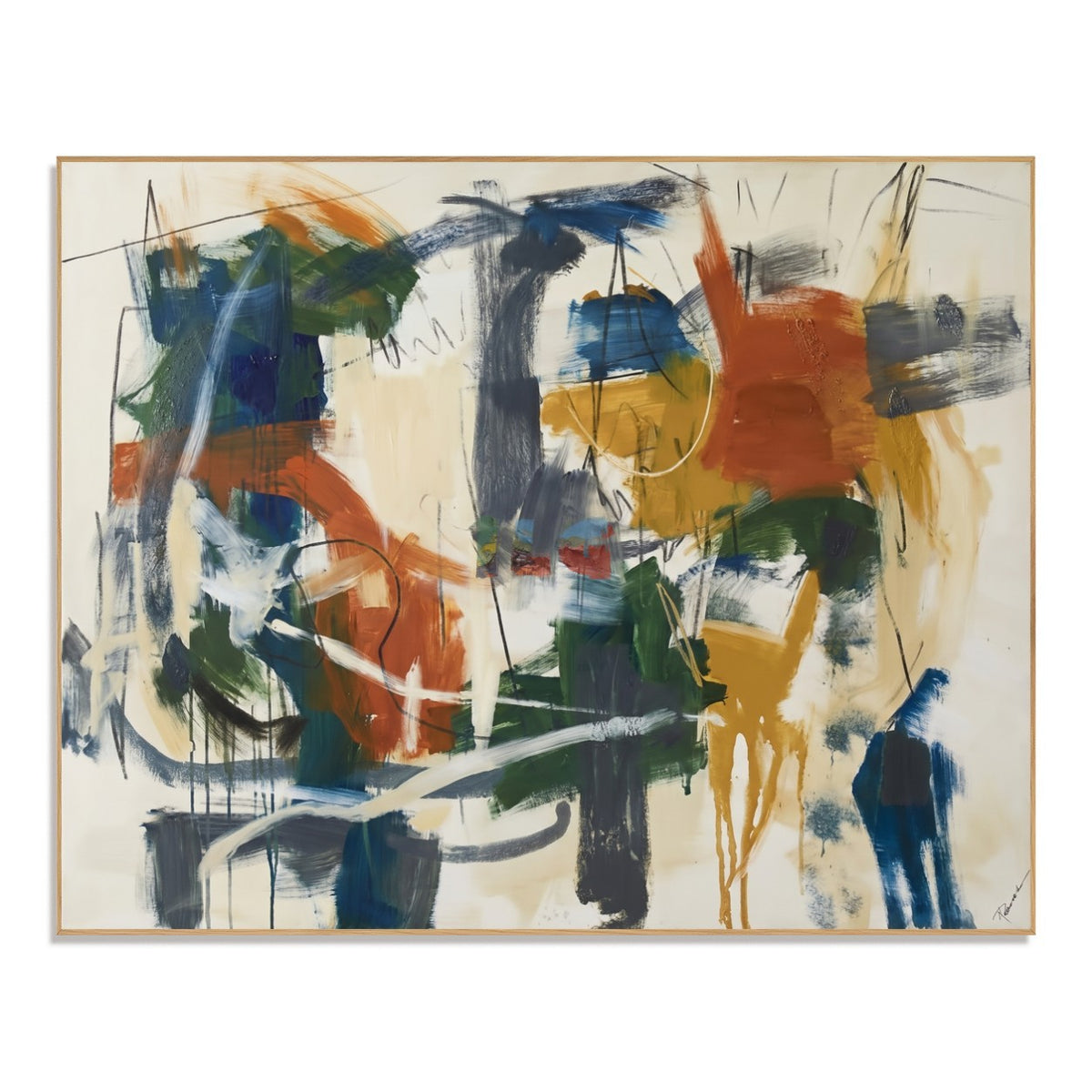 Ochre Current – Abstract Expressionist Brushstroke Wall Art