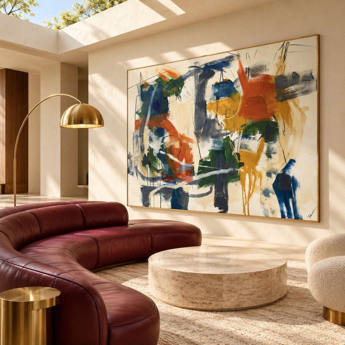 Ochre Current – Abstract Expressionist Brushstroke Wall Art
