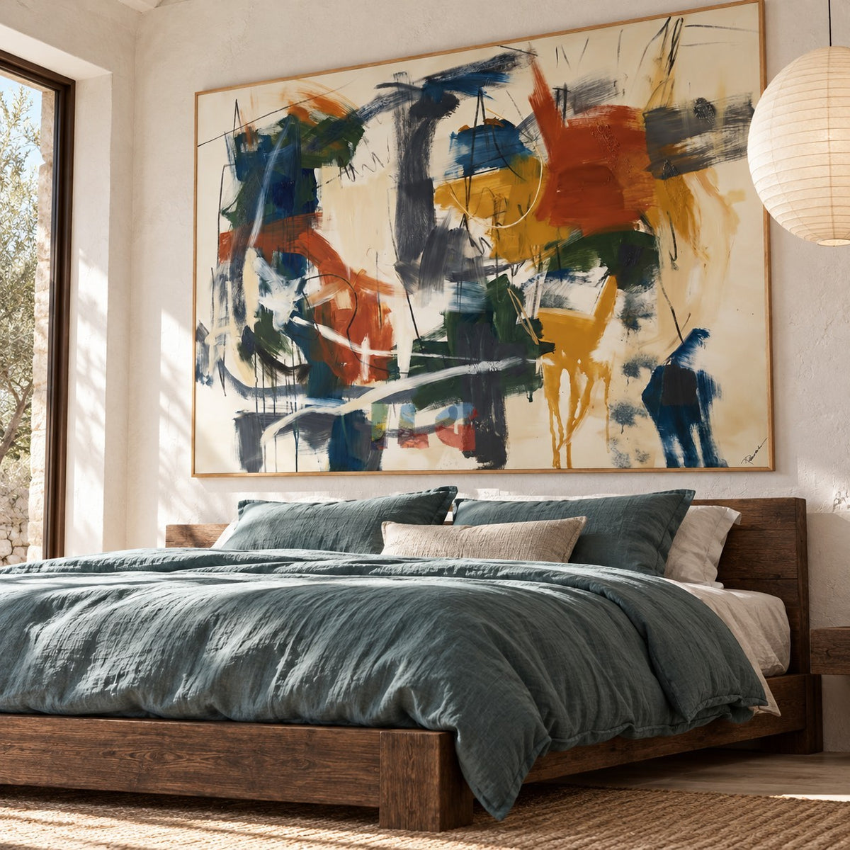 Ochre Current – Abstract Expressionist Brushstroke Wall Art