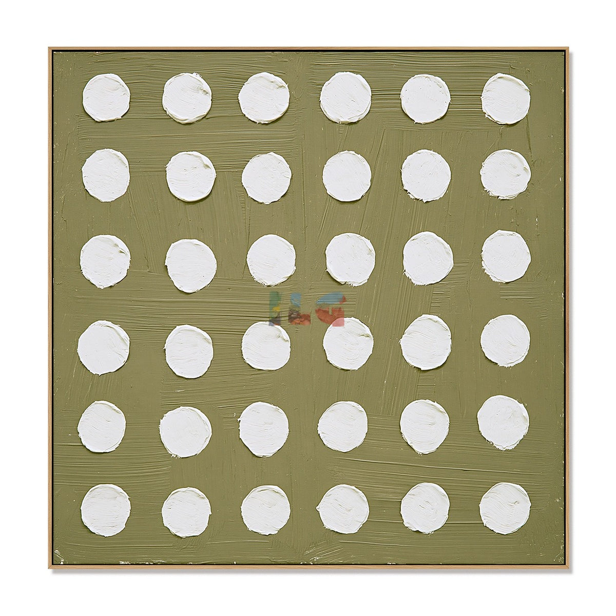 Olive Dot Grid – Minimalist Geometric Wall Art