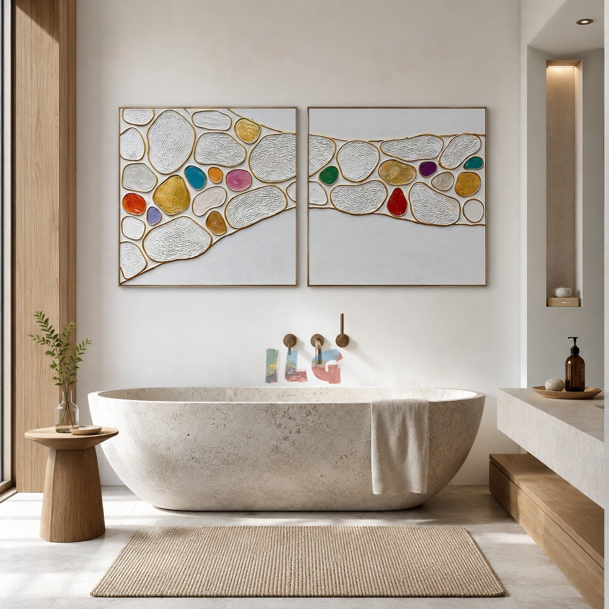 Pearlstone Passage – Abstract Textured Diptych Wall Art
