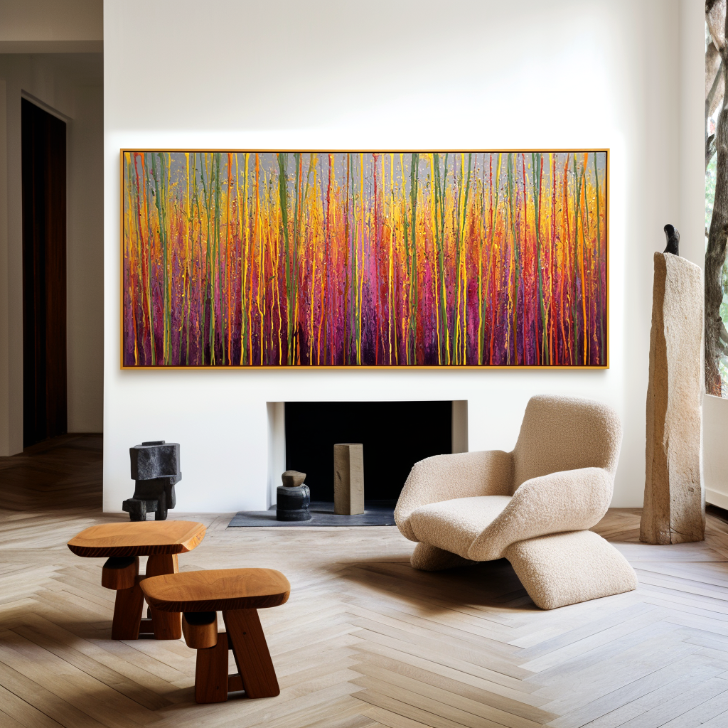 Radiant Horizon - Large Textured Abstract Panoramic Oil Painting