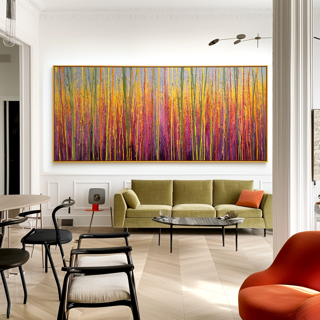 Radiant Horizon - Large Textured Abstract Panoramic Oil Painting