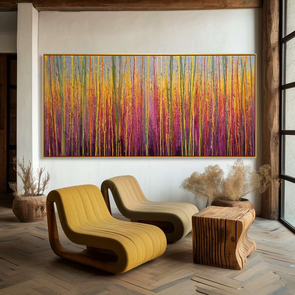 Radiant Horizon - Large Textured Abstract Panoramic Oil Painting