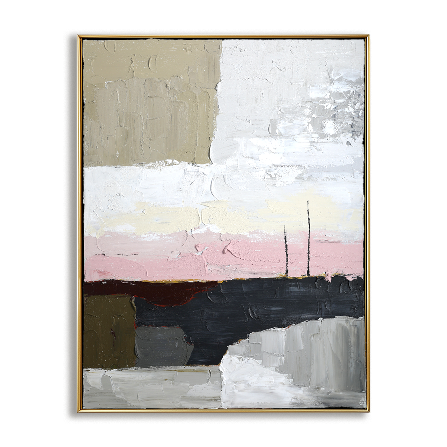 Blush Horizon – Textured Abstract Landscape Canvas Art
