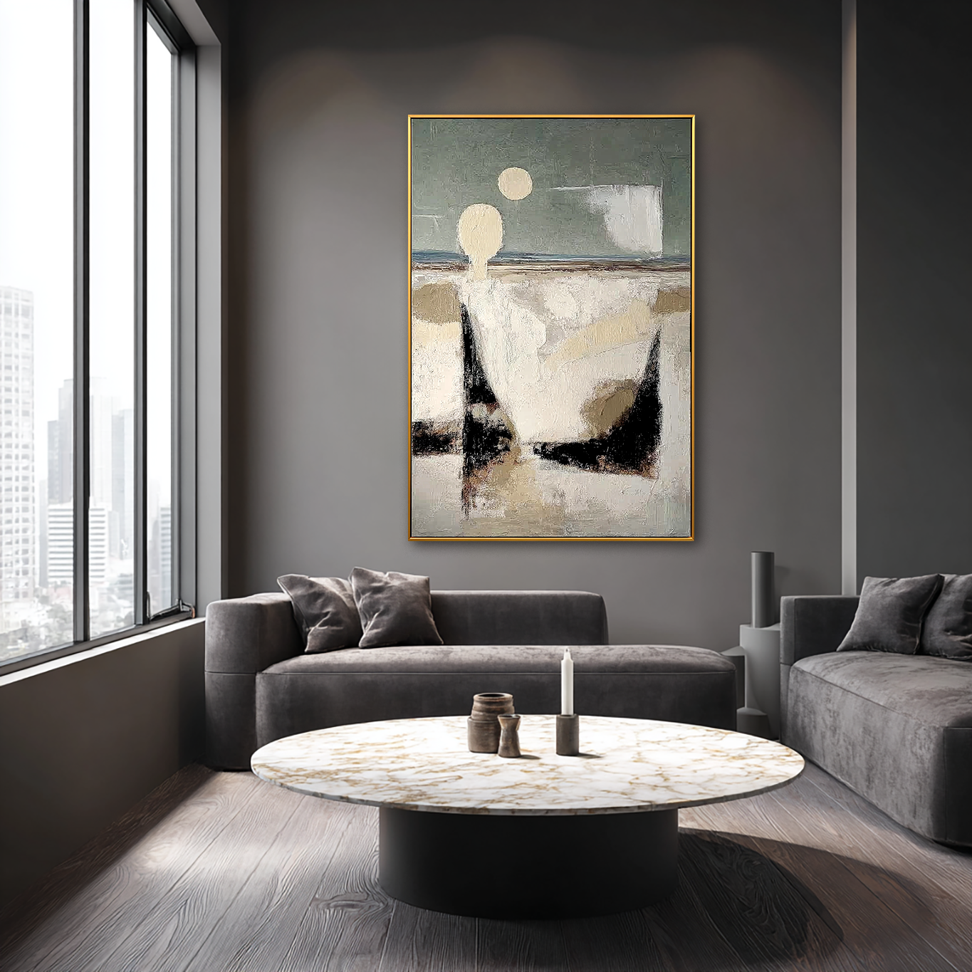 Pale Horizons — Textured Coastal Abstract Art