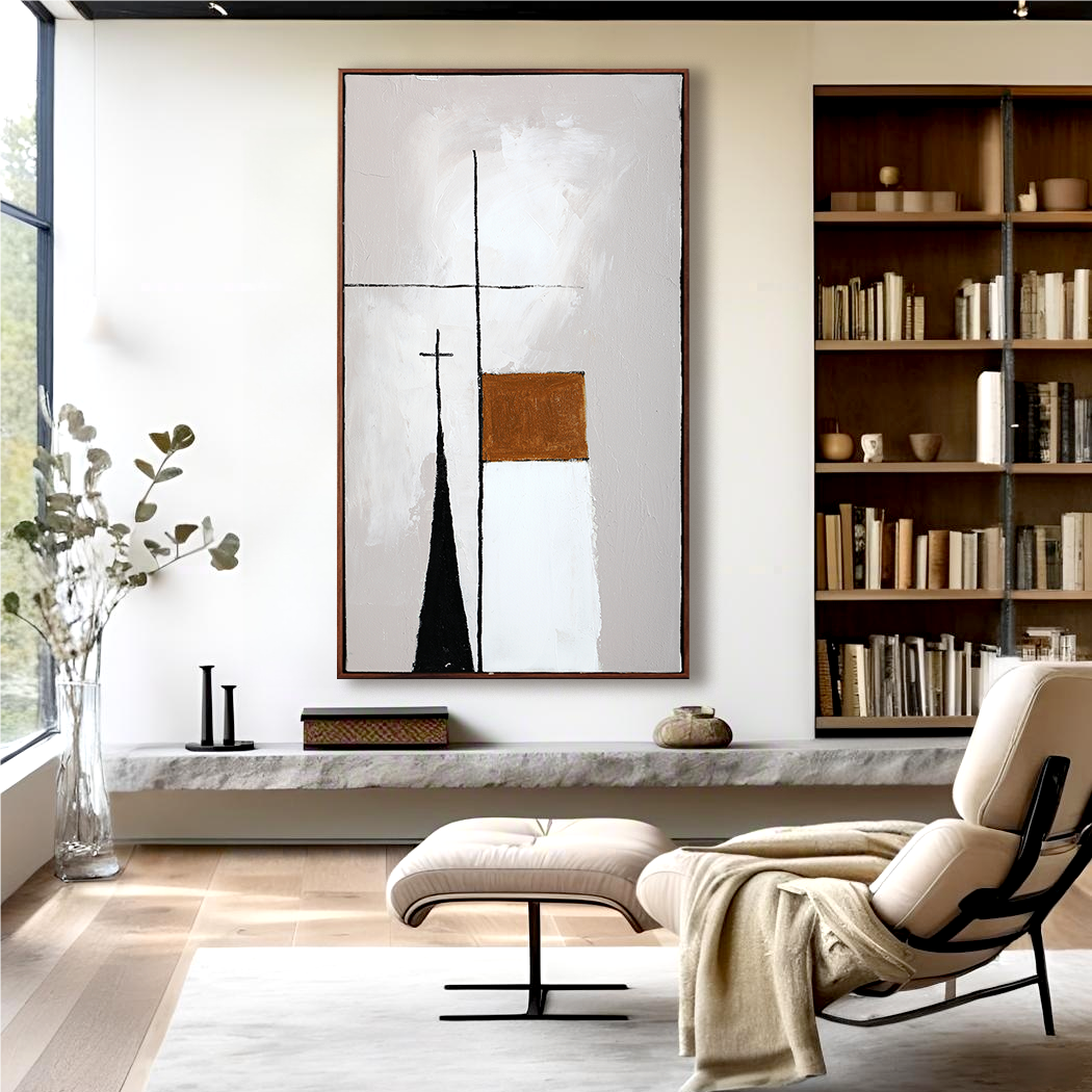 Quiet Geometry – Minimalist Textured Abstract Painting