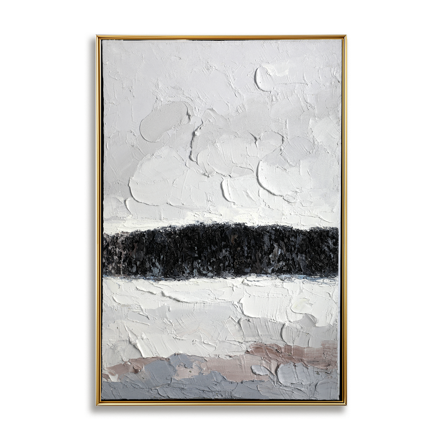 Snowline Echo – Textured Abstract Winter Landscape Canvas Art